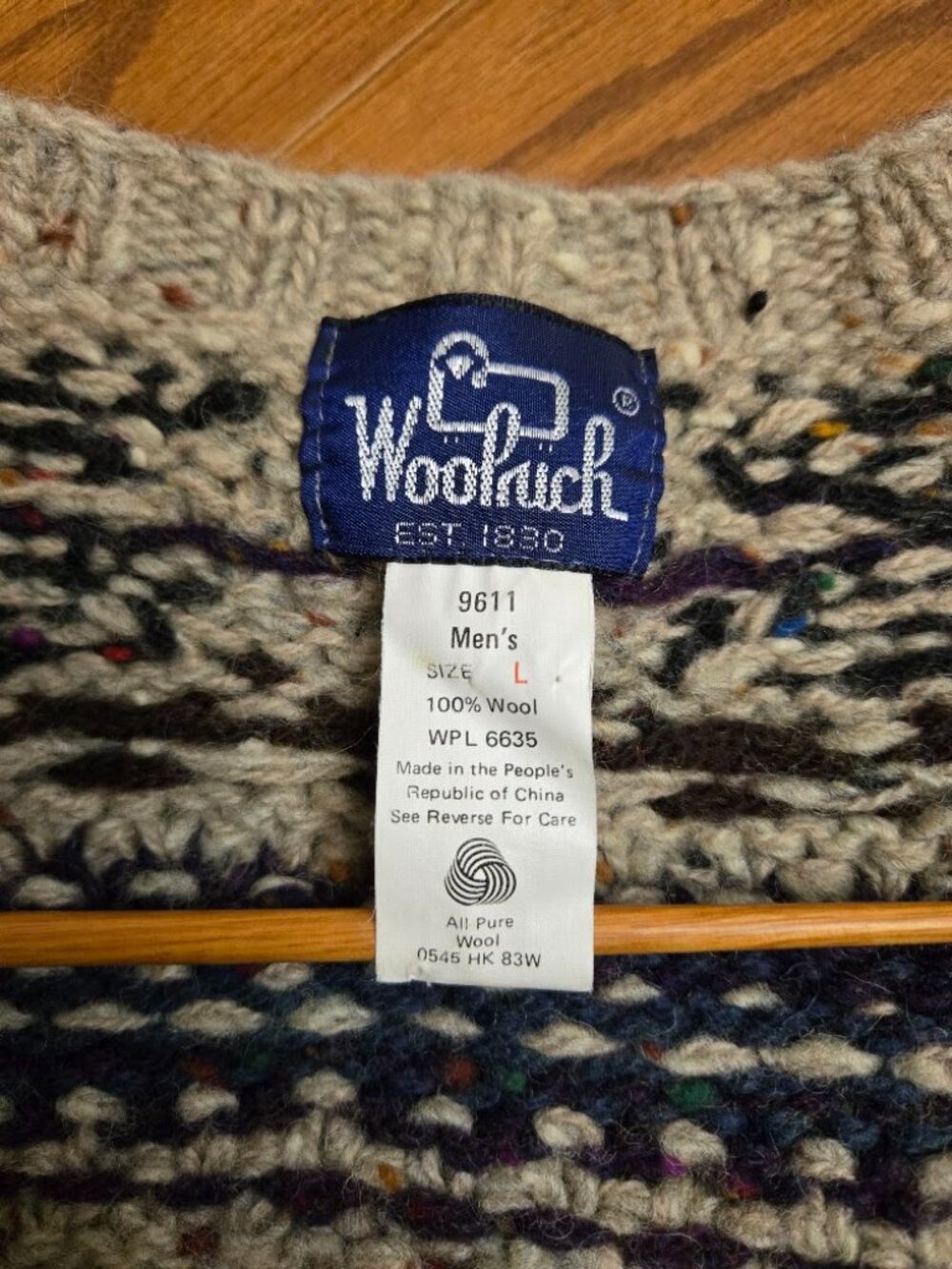 Vintage 80s Woolrich 9611 Fair Isle Nordic Wool Sweater Men’s L - Picture 7 of 7
